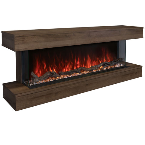 Image of Modern Flames Weathered Walnut Finish LPM-5616 Premium Wall Mounted Cabinet | WMC-56LPM-WW