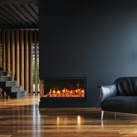 Image of Amantii Tru-View Slim 40" Indoor/Outdoor Built-In 3-Sided Glass Smart Electric Fireplace | 40-TRV-SLIM