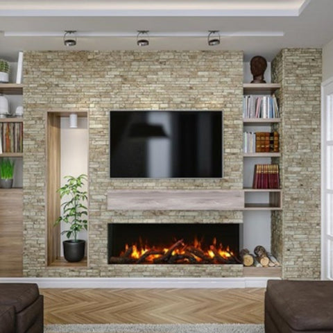 Image of Amantii Tru-View Slim 50" Indoor/Outdoor Built-In 3-Sided Glass Smart Electric Fireplace | 50-TRV-SLIM