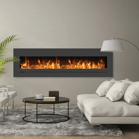Image of Amantii WM-FML-STL Linear 72" Electric Fireplace |WM-FML-72-7823-STL
