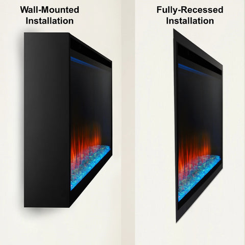 Image of SimpliFire Allusion Platinum 60" Wall Mount/Recessed Linear Electric Fireplace | SF-ALLP60-BK
