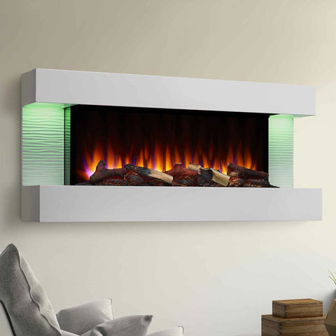 Image of SimpliFire Format 50" Floating Mantel Wall Mount Linear Electric Fireplace | SF-FM50-WH