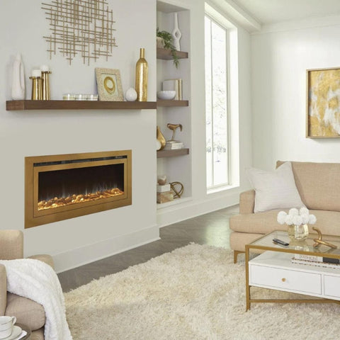 Image of Touchstone Sideline Deluxe Gold 50" Recessed Smart Electric Fireplace | 86275