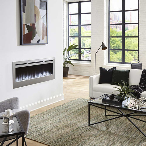 Image of Touchstone Sideline Deluxe Stainless Steel 50" Recessed Smart Electric Fireplace | 86273