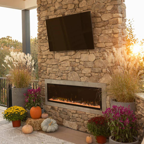 Image of Touchstone Sideline Elite 60 Inch Recessed Smart Outdoor Weatherproof Electric Fireplace | 80049
