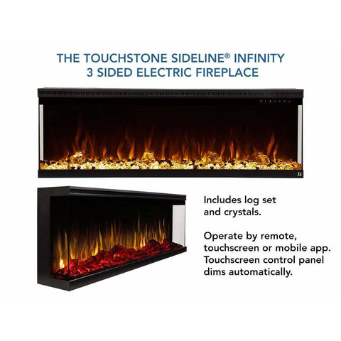 Image of Touchstone Sideline Infinity 50" 3-Sided WiFi Enabled Recessed Electric Fireplace | 80045