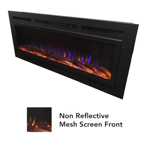 Image of Touchstone The Sideline Steel Mesh Screen Non Reflective 60 Inch Recessed Electric Fireplace | 80047