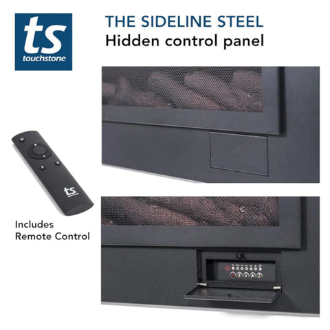 Image of Touchstone The Sideline Steel Mesh Screen Non Reflective 60 Inch Recessed Electric Fireplace | 80047